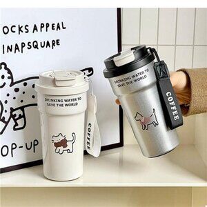 Cute Cat Stainless Steel Tumbler with Straw